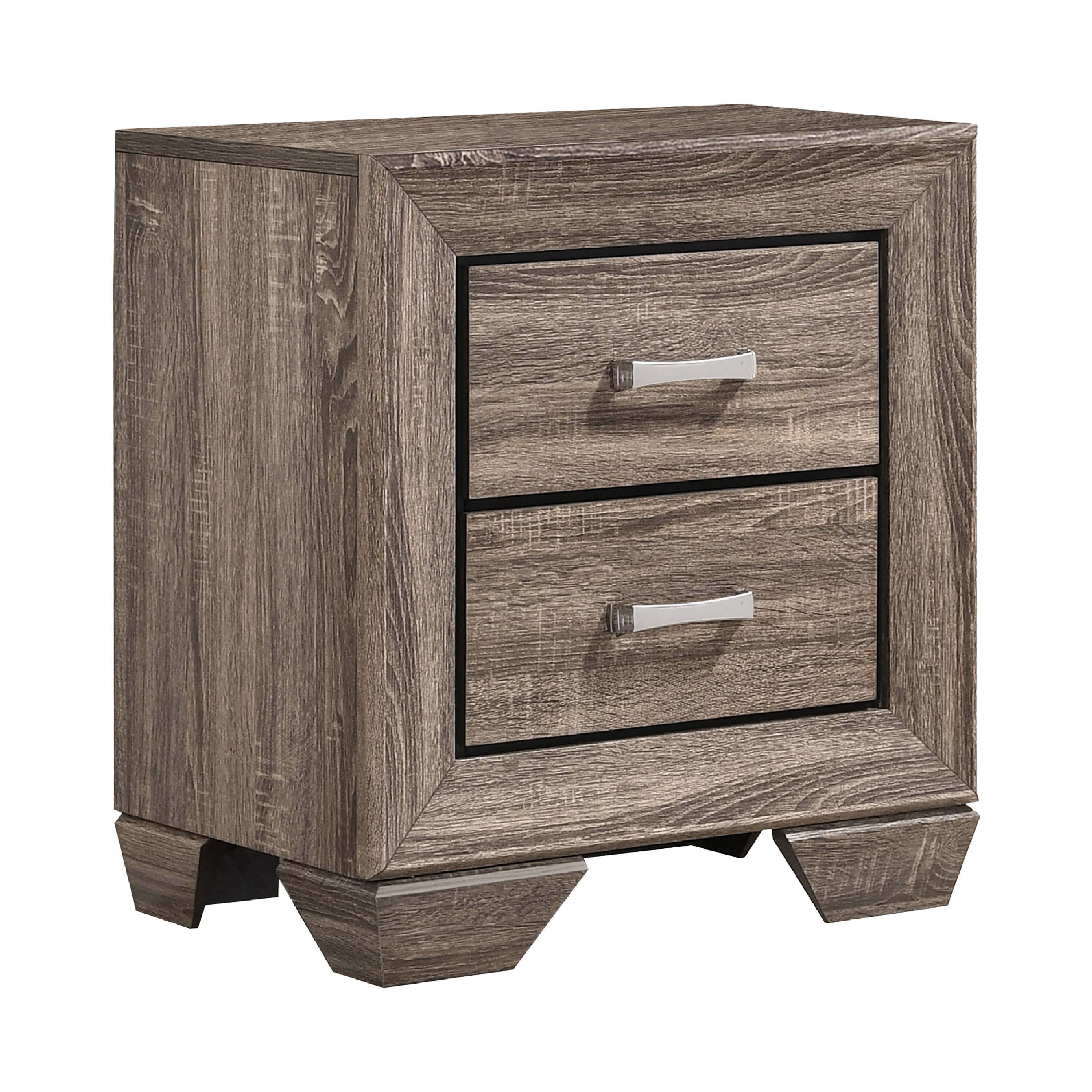 Angle. Manhattan Lane - Transitional Style Wooden Nightstand with Two Drawers and Tapered Feet - Brown.