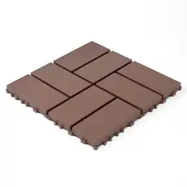 Loheer - 44-Pack Interlocking 12x12 Inch Waterproof Decking Tiles for Patio Balcony Poolside - Brown