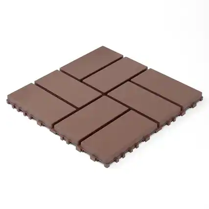 Front. Loheer - 44-Pack Interlocking 12x12 Inch Waterproof Decking Tiles for Patio Balcony Poolside - Brown.