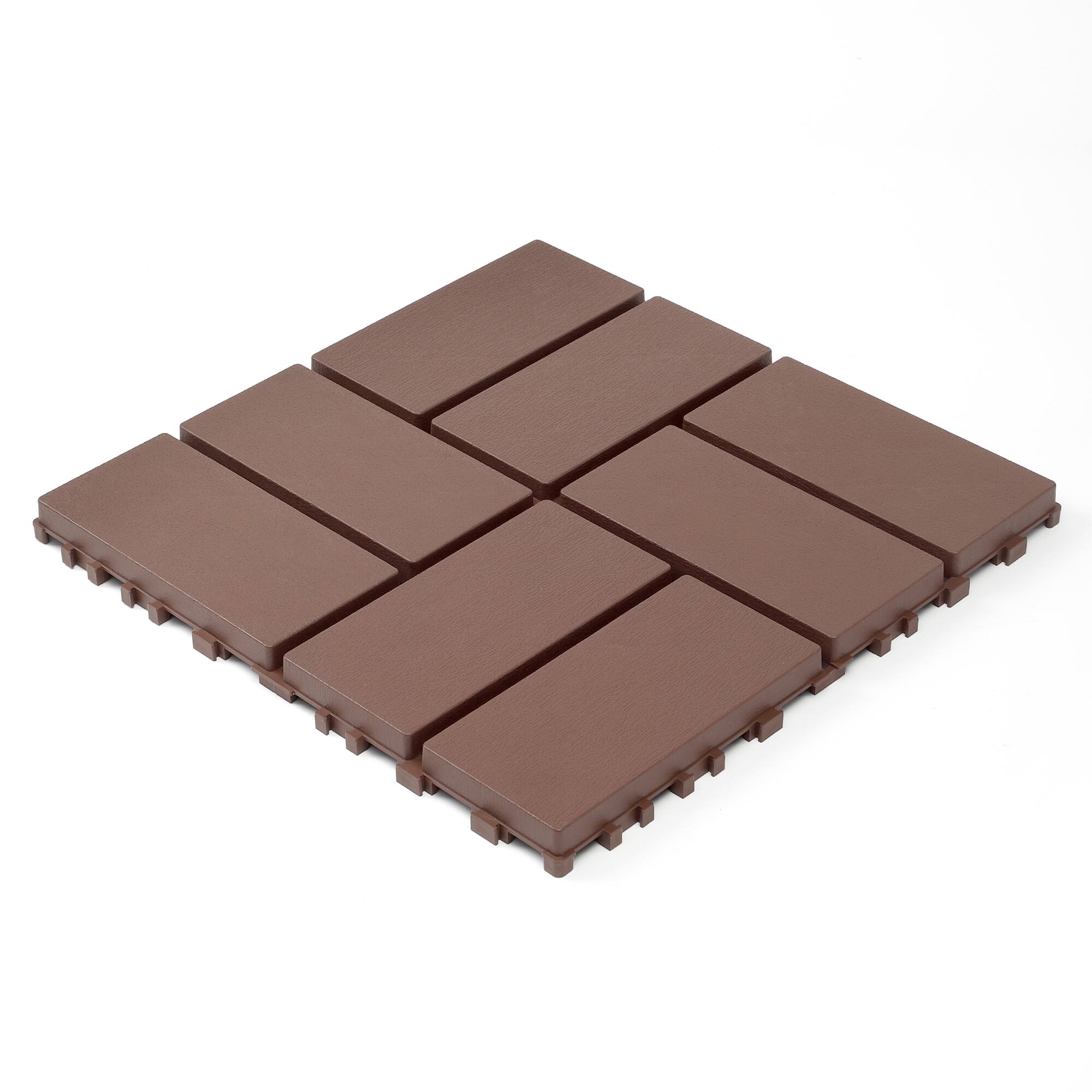 Front. APRILSOUL - 44pcs 12x12in Plastic Interlocking Deck Tiles All Weather Waterproof Brown - Brown.