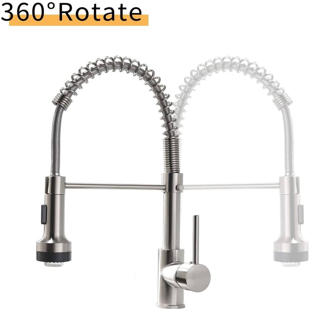 Alt View 2. Ropilly - Ropilly Commercial LED Kitchen Faucet Pull Down Kitchen Faucet Brushed Nickel Single Handle Kitchen Sink Faucet - Brushed Nickel.