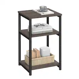 Songmics Home - Side Table, Small End Table, Tall Nightstand for Living Room, Bedroom, Office, Bathroom - Chestnut Brown and Classic Black