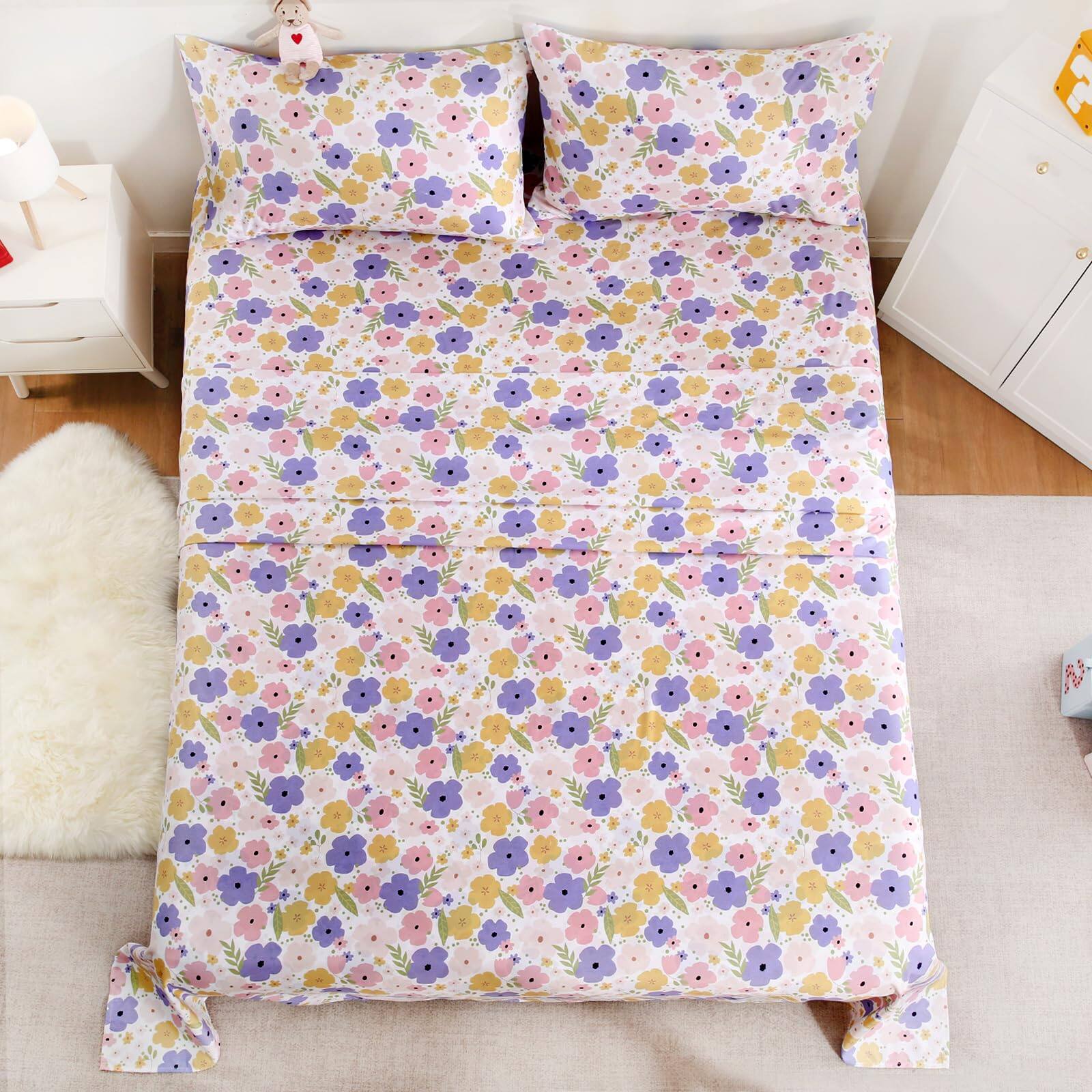 Alt View 2. Skar Audio - Sheet Set - Flower 3 Pieces Soft Cute Microfiber Bed For Boy Teens Oeko Texted Breathable Fabric & Deep Poc... - Ball Sports Full.