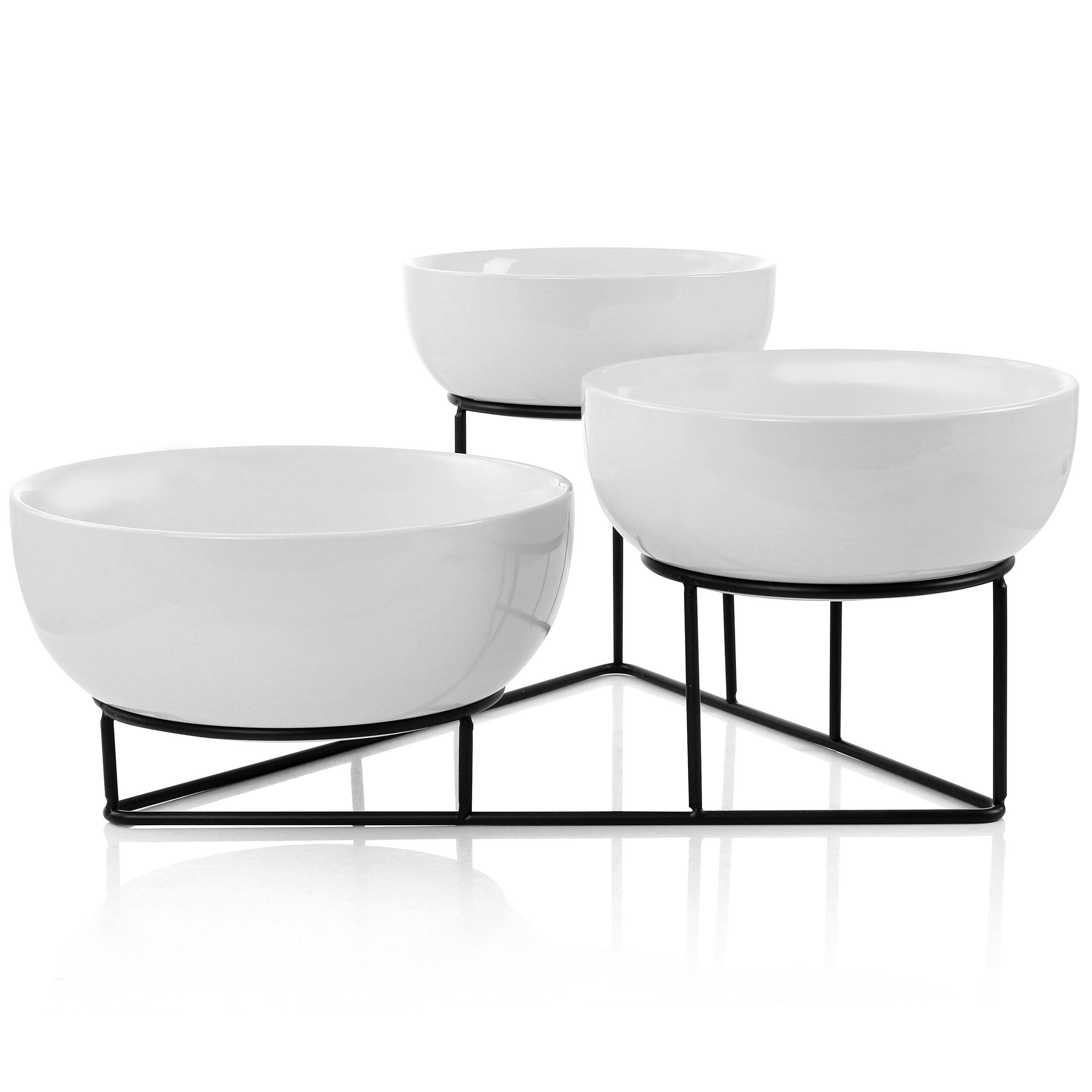 Alt View 10. Gibson - Gibson Elite 4 Piece Bowl Set with Metal Rack - White.