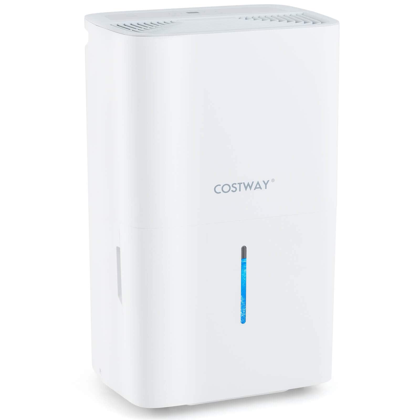 Costway - 150 Pints Dehumidifier with Pump with 24H Timer LED Display Large Water Tank 7000 Sq. ft Coverage Area - White