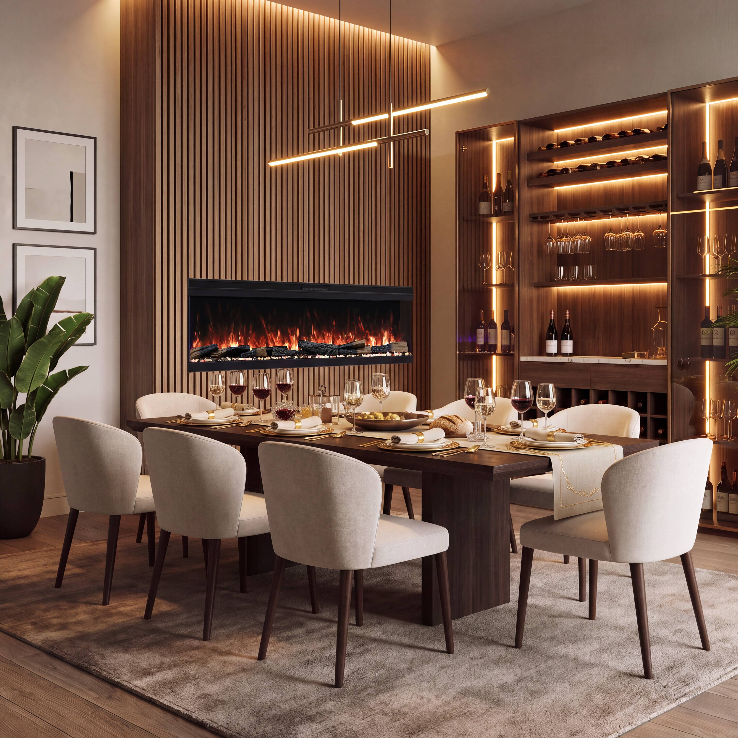 Alt View 1. Mondawe - 72" 3-Sided Smart Electric Fireplace w/ 14 Flame Colors, WiFi App and Smart Control - Black.