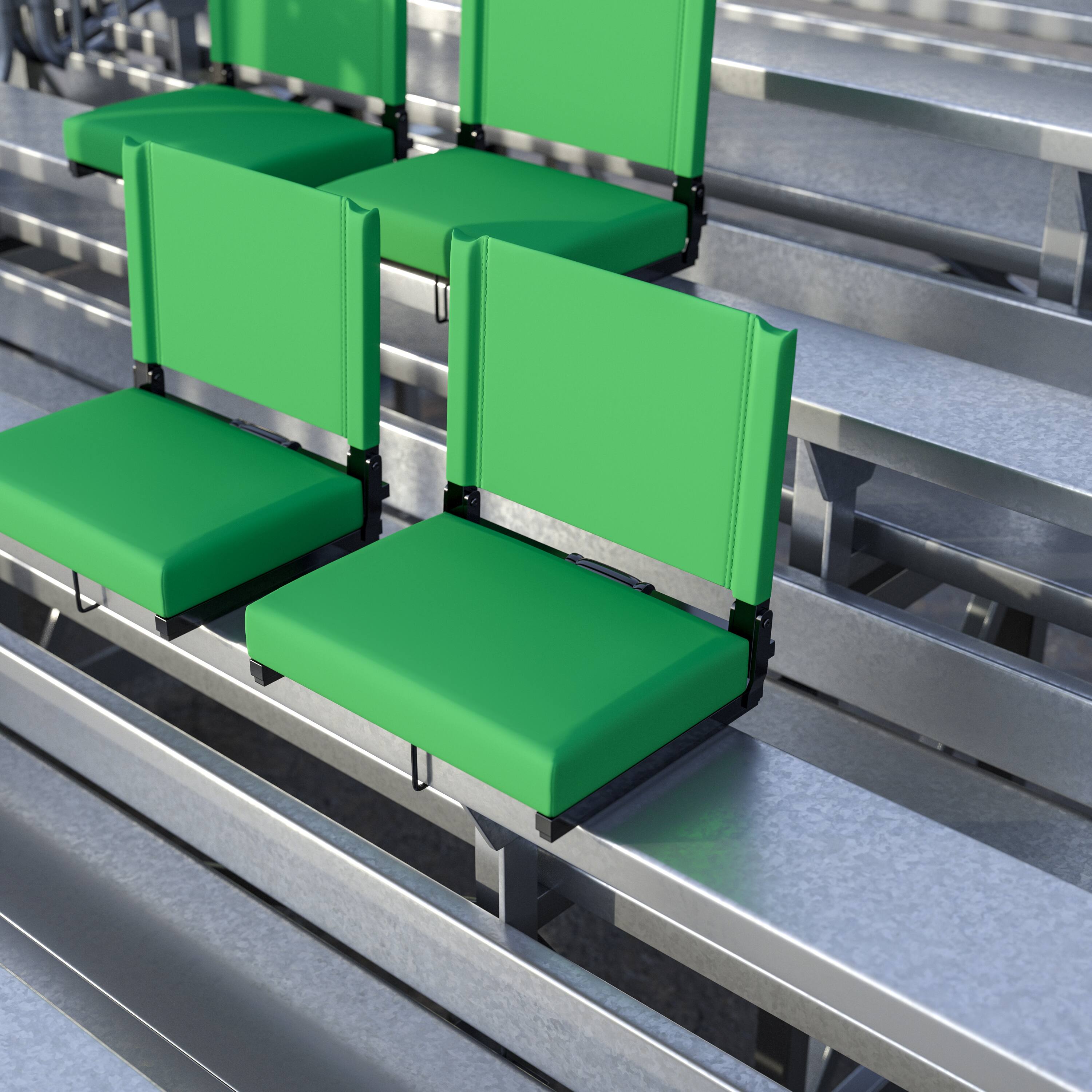 Alt View 2. Emma + Oliver - Set of 2 500 lb. Rated Lightweight Stadium Chair with Ultra-Padded Seat - Bright Green.