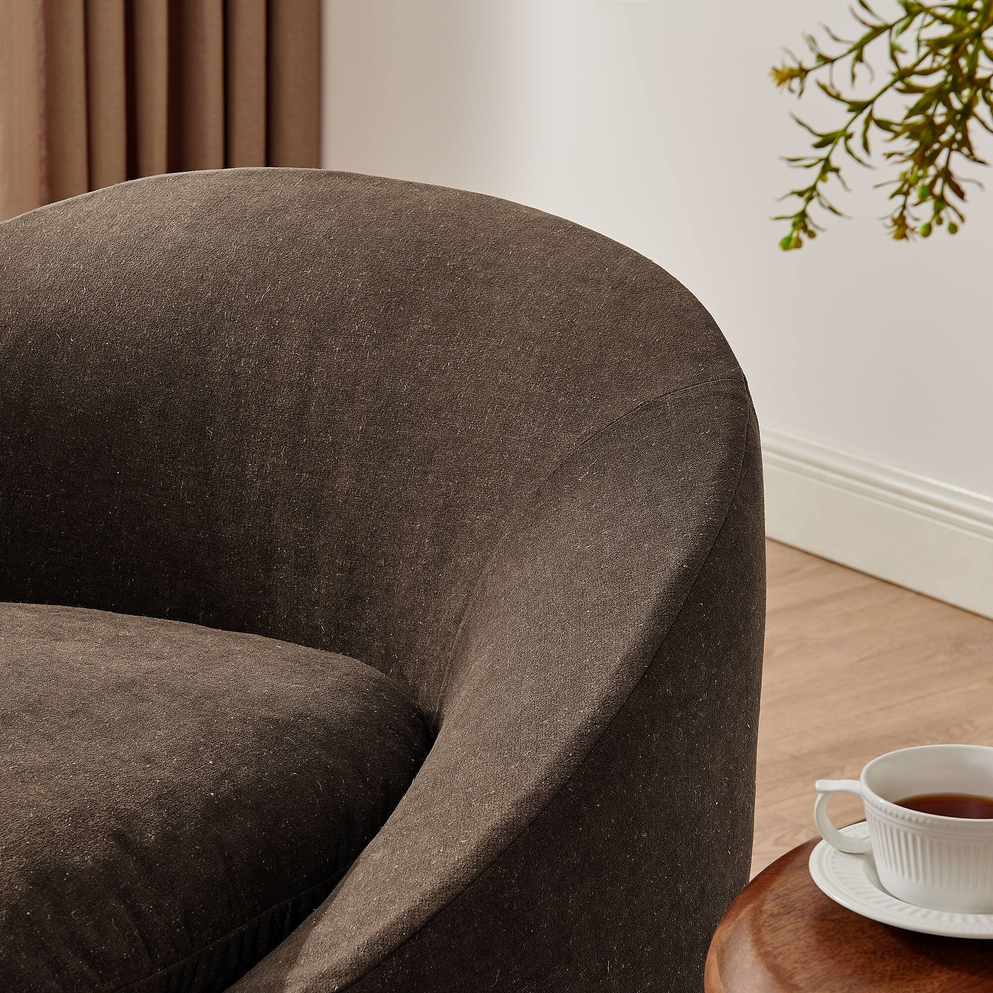 Alt View 1. Modway - Sadie Slipcovered Linen-Blend Round Accent Chair by Modway - Cocoa.