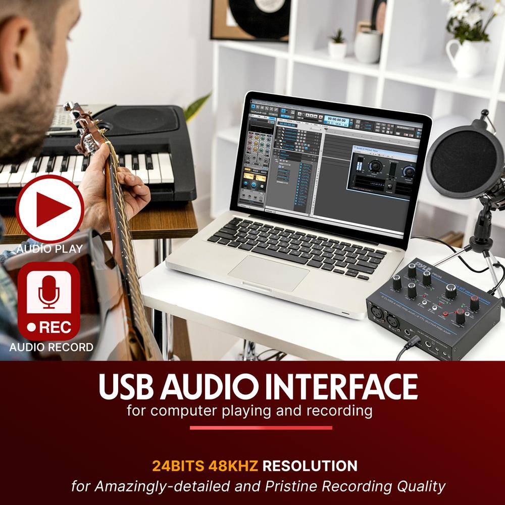 USB AUDIO INTERFACE for computer playing and recording

24BITS 48KHZ RESOLUTION for Amazingly-detailed and Pristine Recording Quality