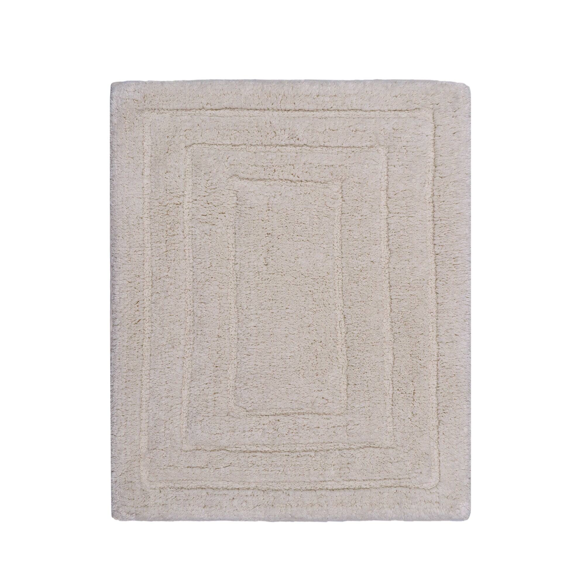 Angle. Knightsbridge - Knightsbridge Ivory Cotton Bath Rug with Traditional Racetrack Design - ivory.