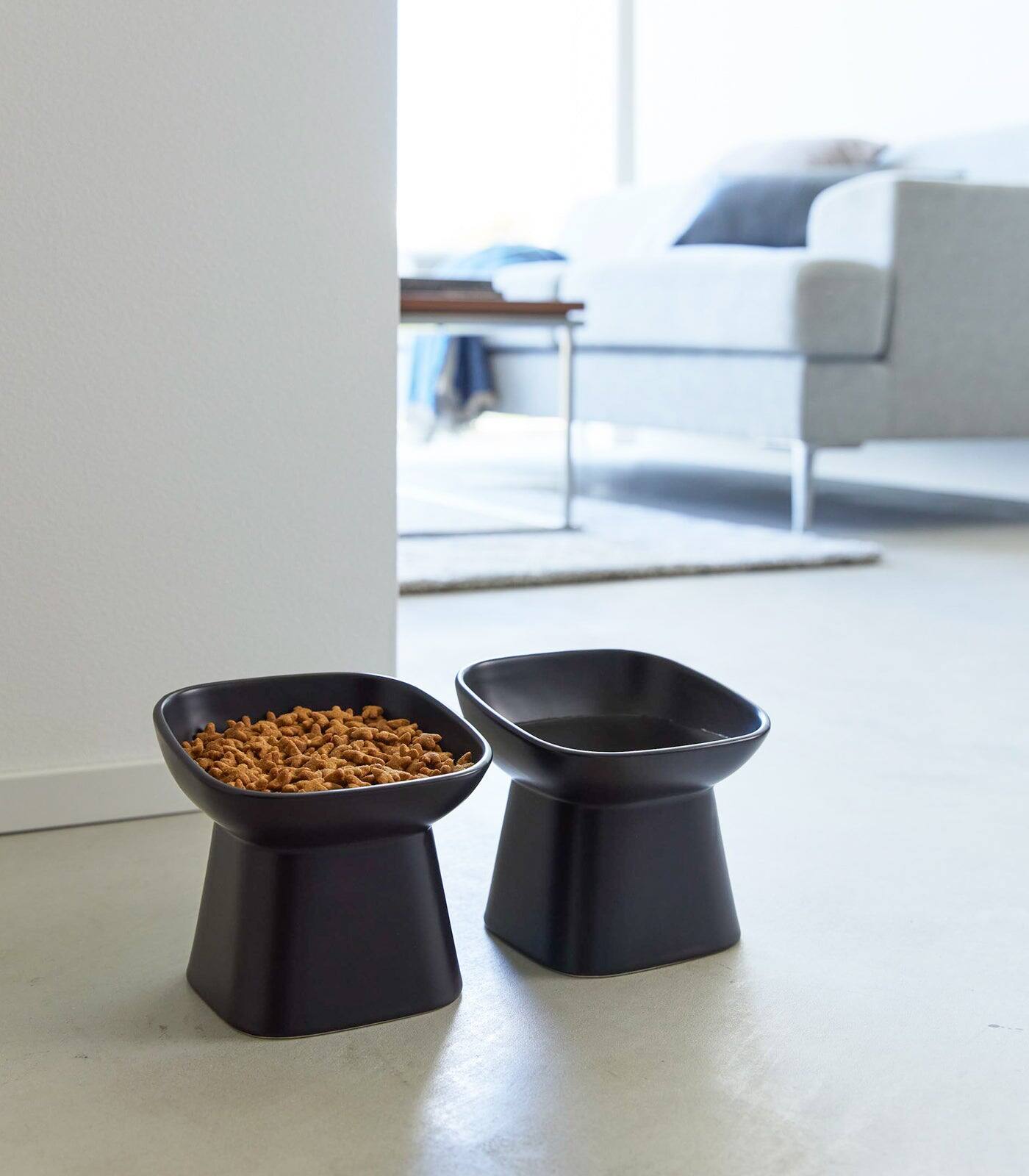 Alt View 8. Yamazaki Home - Tilted Pet Food Bowl - Black.