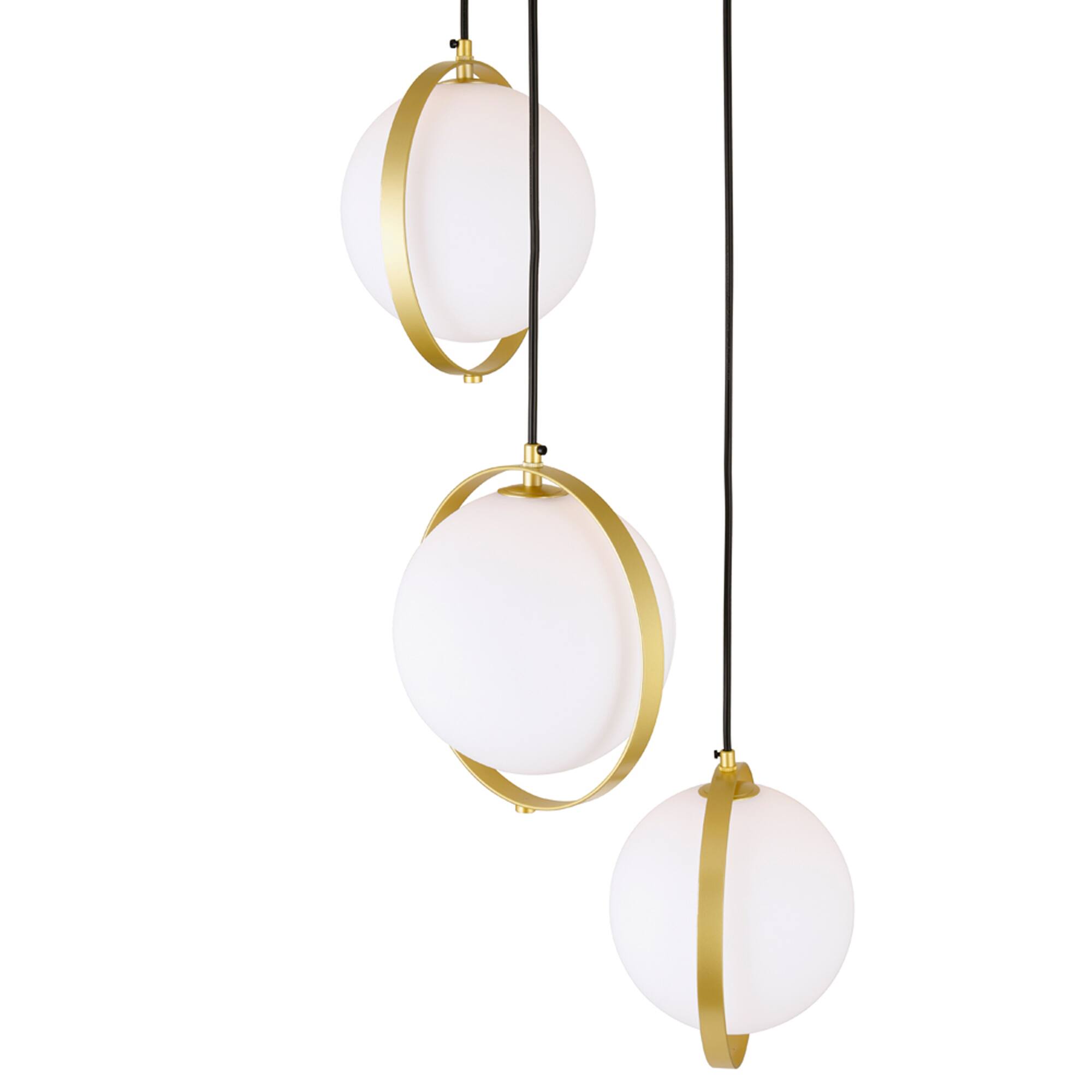 Angle. CWI Lighting - Da Vinci 3 Light Multi Light Pendant With Brass Finish - Medallion Gold.