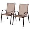 Front. Gymax - Gymax Set of 2 Patio Chairs Dining Chairs w/ Steel Frame Yard Outdoor Brown - Brown.