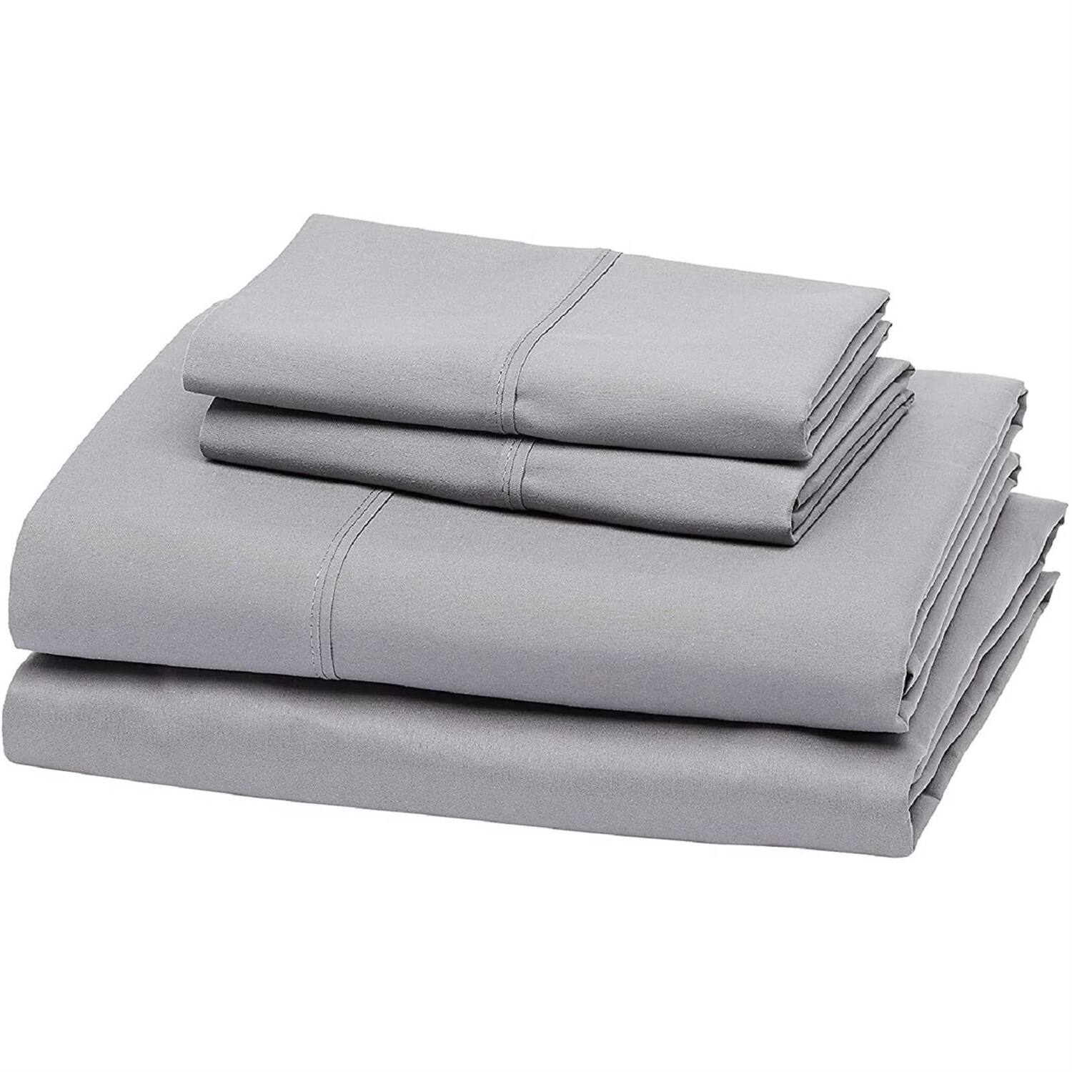 Angle. Hivvago - Twin size Silver Grey 100-Percent Egyptian Cotton 1000 Thread Count Sheet Set - Grey.