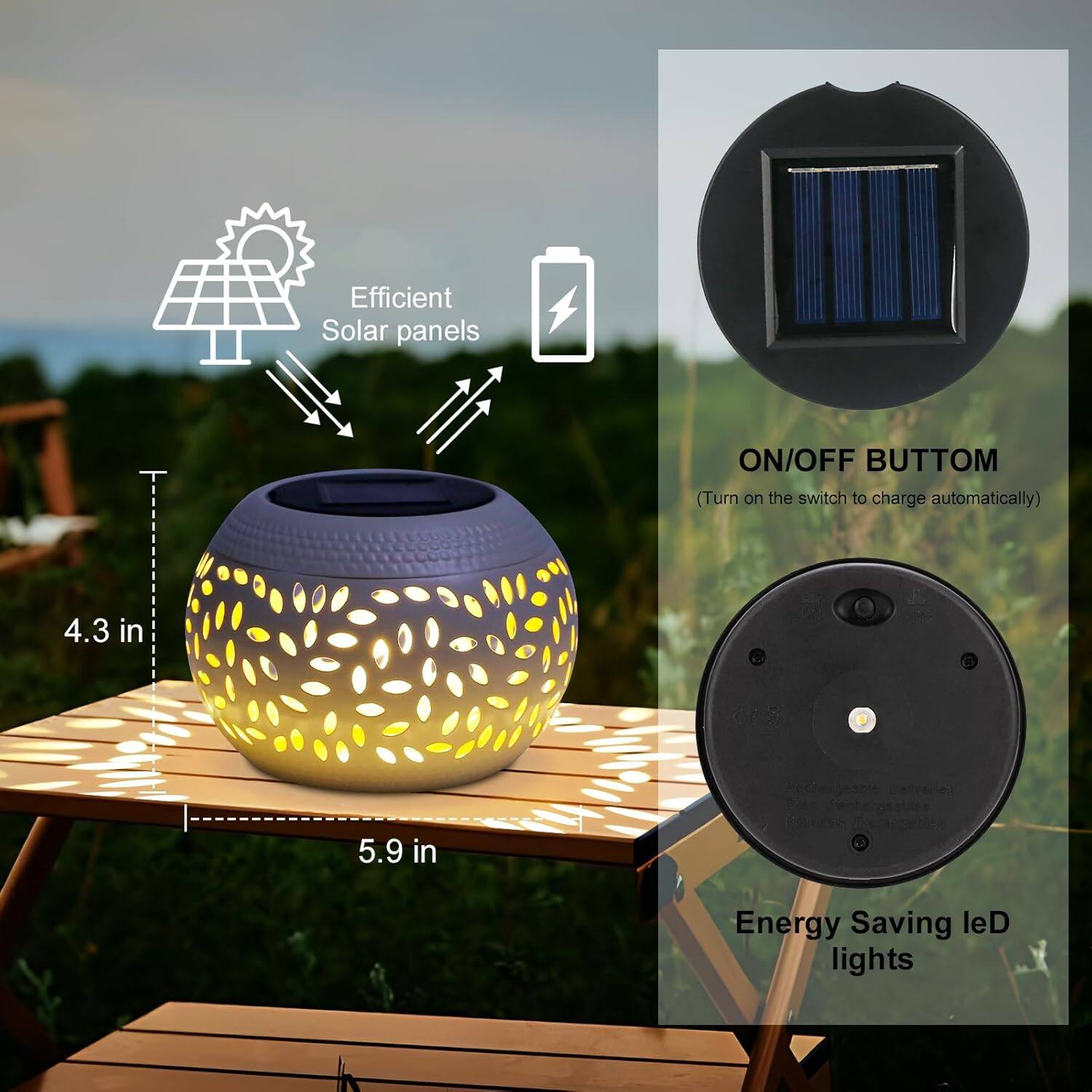 Stamp n Camp Solar Table Lantern Outdoor Waterproof Dancing Flickering ...
