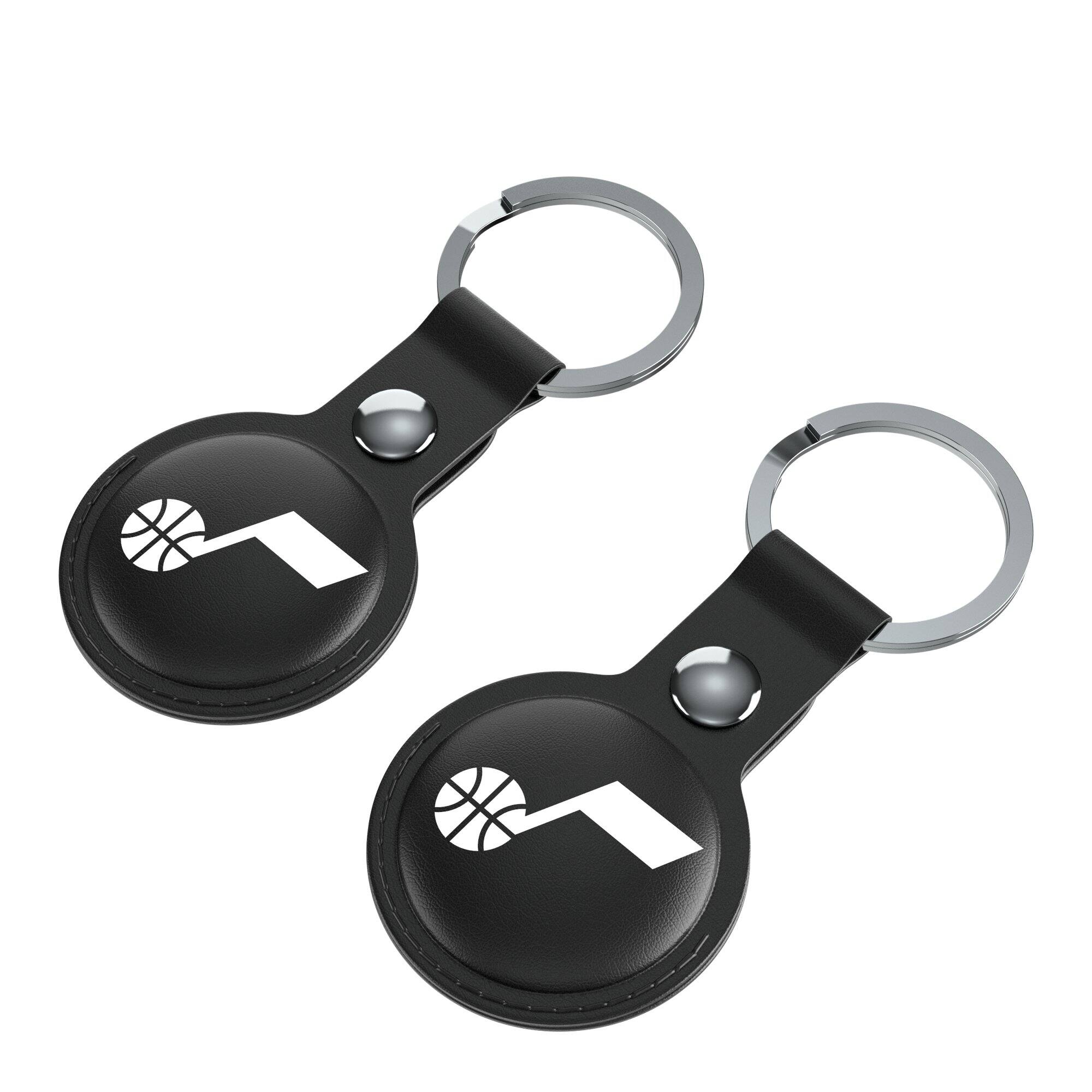 Alt View 1. Keyscaper - Black Utah Jazz Two-Pack AirTag Holders - Black.