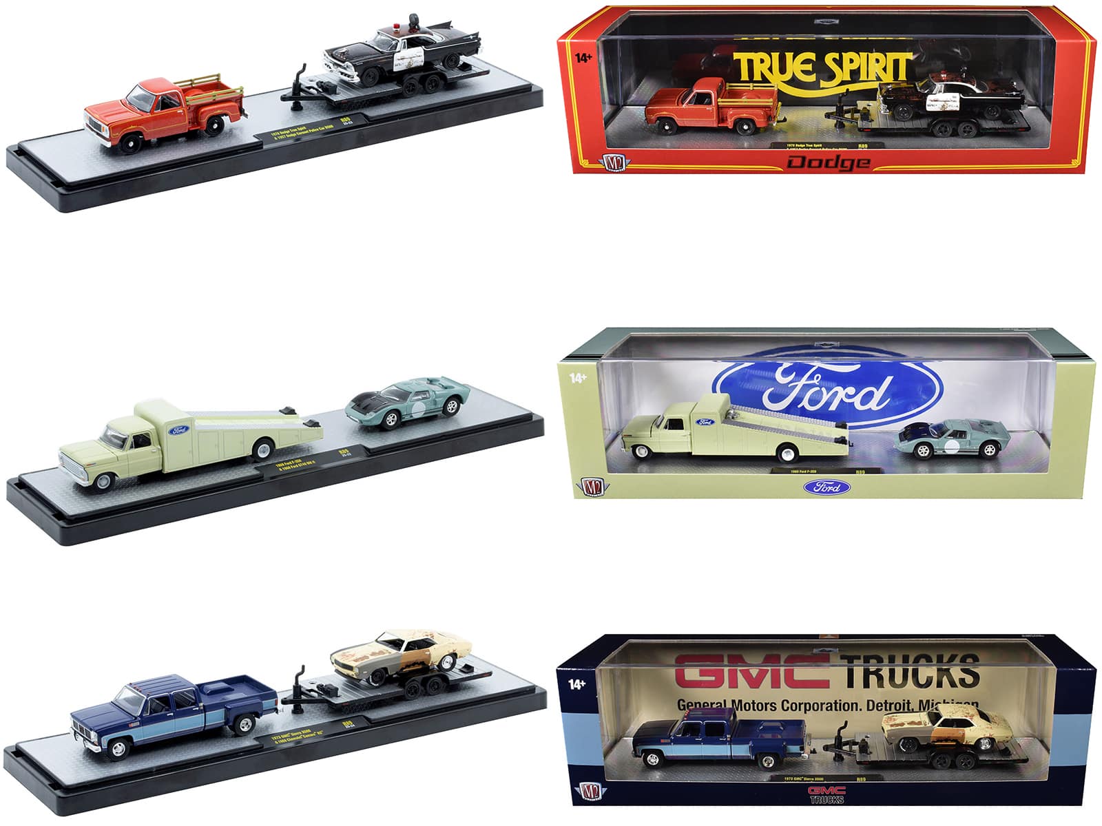 Auto Haulers Set of 3 Trucks Release 89 Limited Edition to 8000 pieces Worldwide 1/64 Diecast Models by M2 Machines - Multicolor