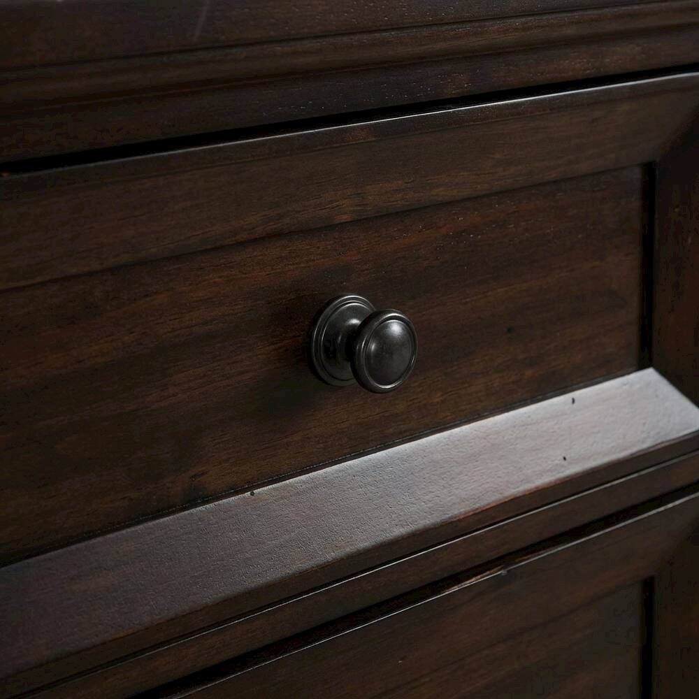 Back. FurniFact - Walnut Solid Wood Nightstand with Two Drawers for Bedroom Storage - Walnut.