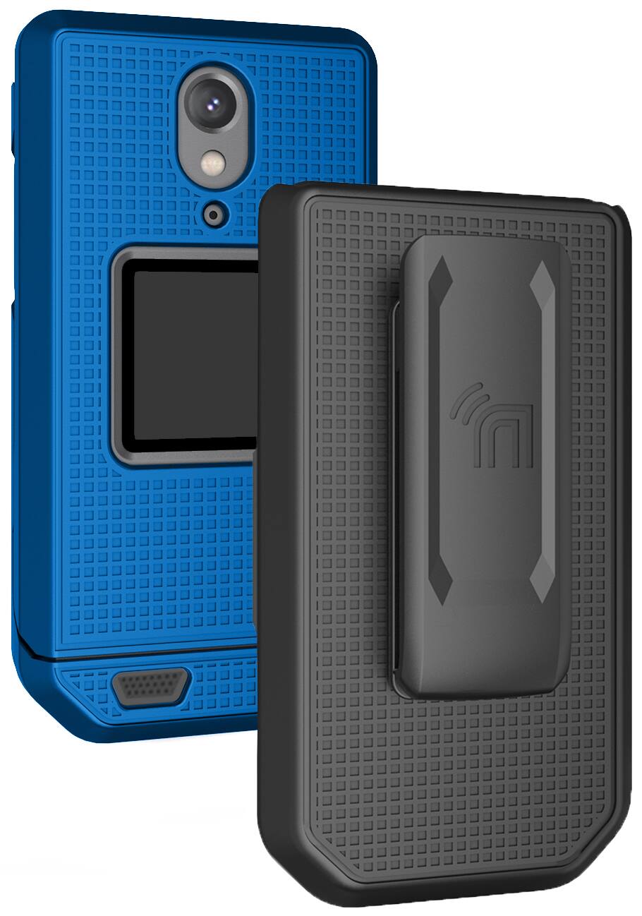 Front. Nakedcellphone - Case and Belt Clip Holster for CAT S22 Flip Phone - Blue.