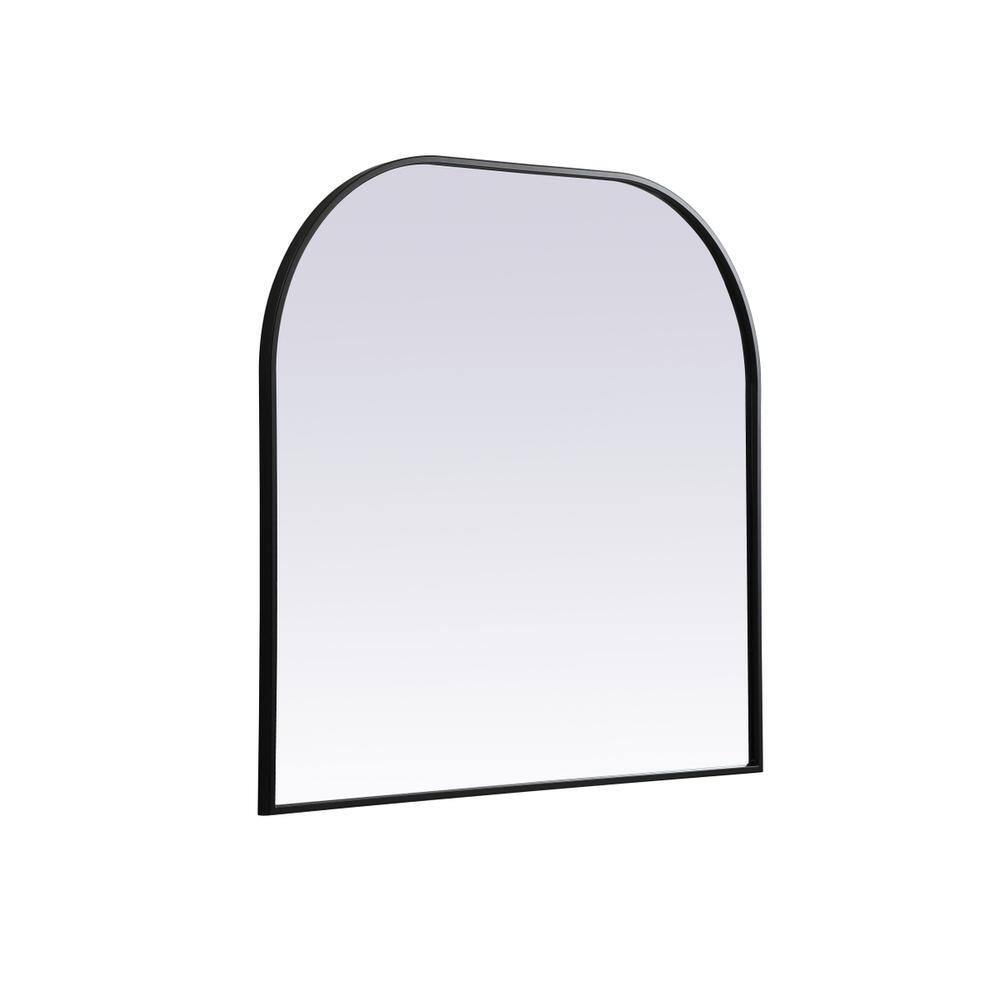 Left. Elegant Decor - Metal Frame Arch Mirror 36x34 Inch in Black - Black.