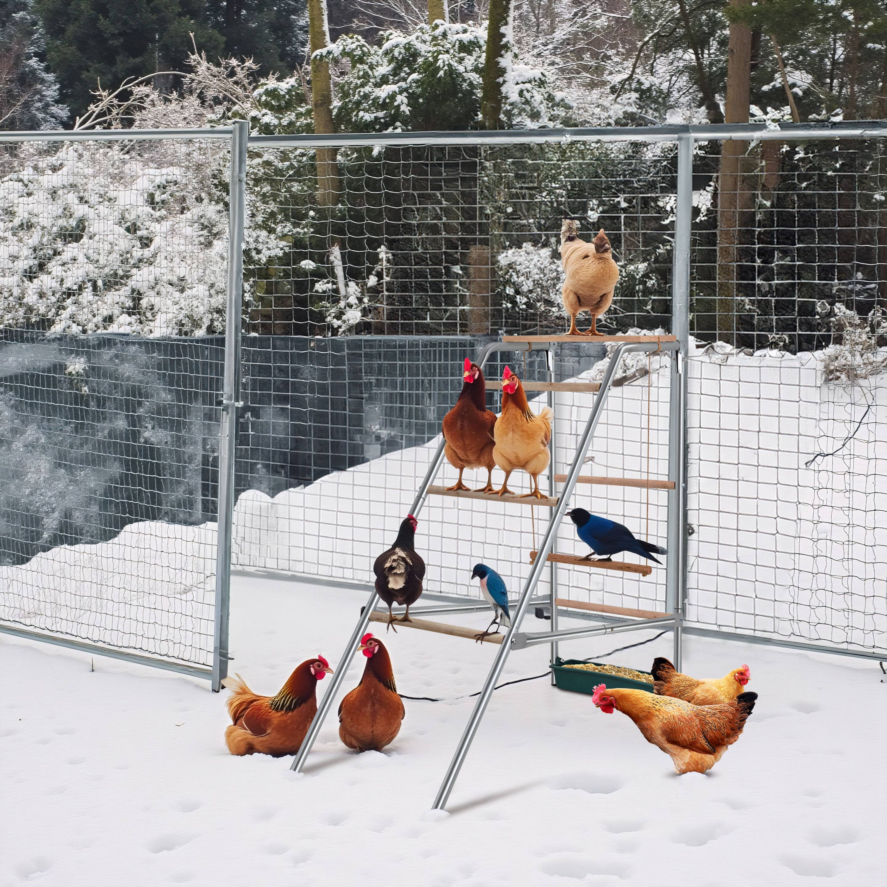 Alt View 5. Winado - Portable Chicken Perch for Coop Roosting Perch Bar for Outdoor Backyard Poultry - Sliver & Wooden.