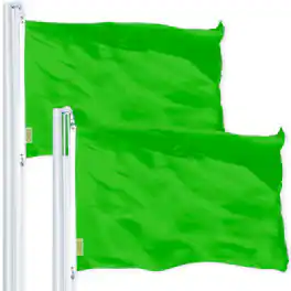 G128 - 2 Pack 2x3 Ft LiteWeave Pro 150D Polyester Flag - Indoor/Outdoor, Brass Grommets - Lime Green