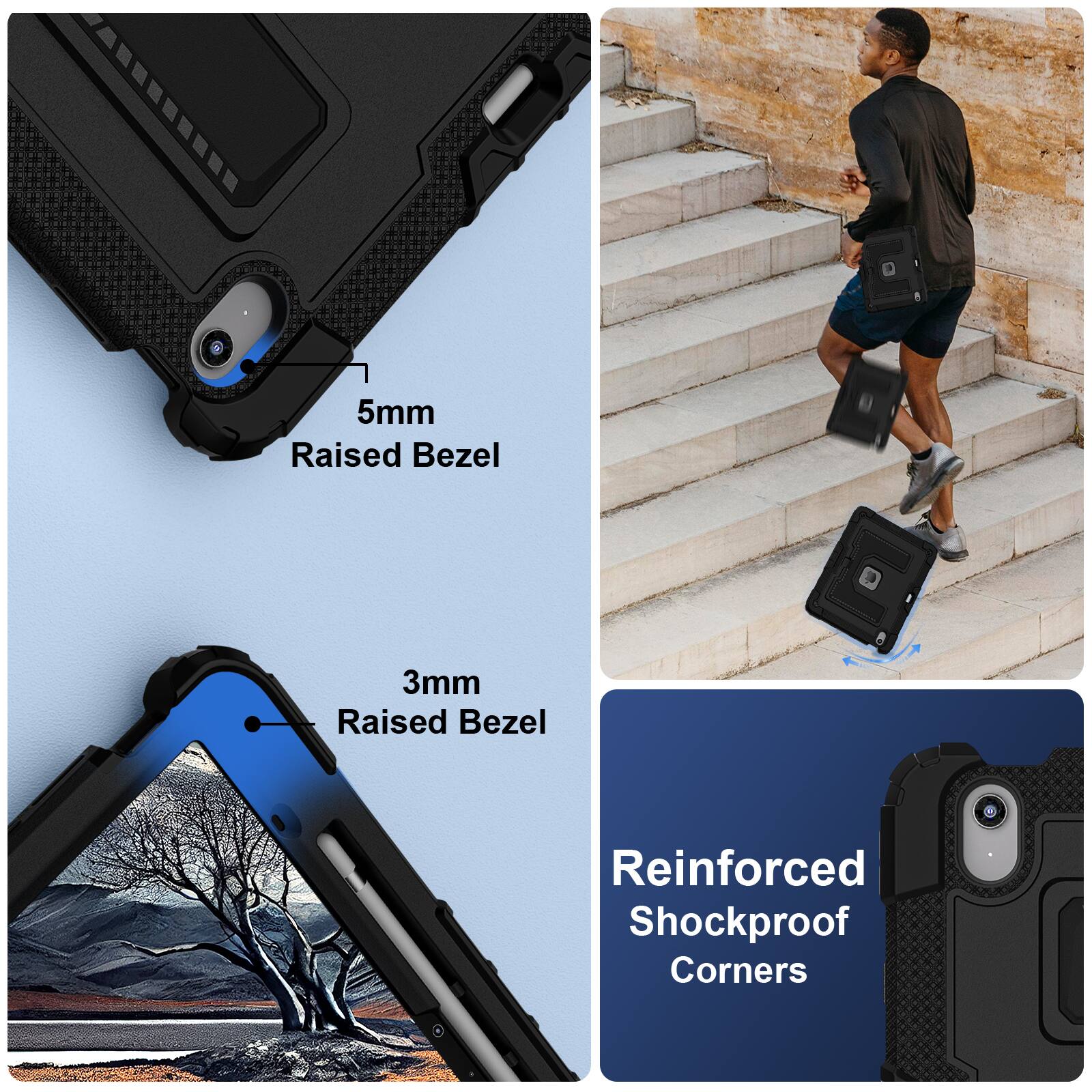 5mm Raised Bezel  
3mm Raised Bezel  
Reinforced Shockproof Corners