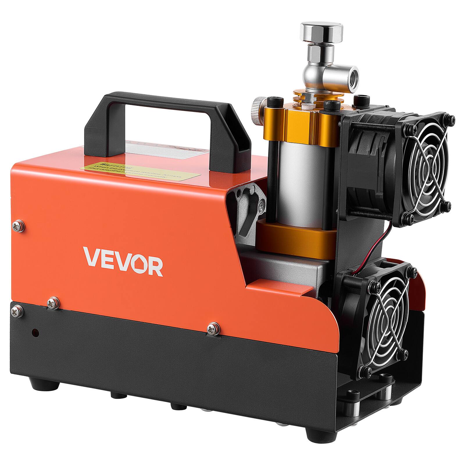 Alt View 5. VEVOR - PCP Air Compressor 4500PSI PCP Airgun Compressor & External Converter, Manual Stop 250W DC12V/AC120V Portable Paintball - Orange;Black.