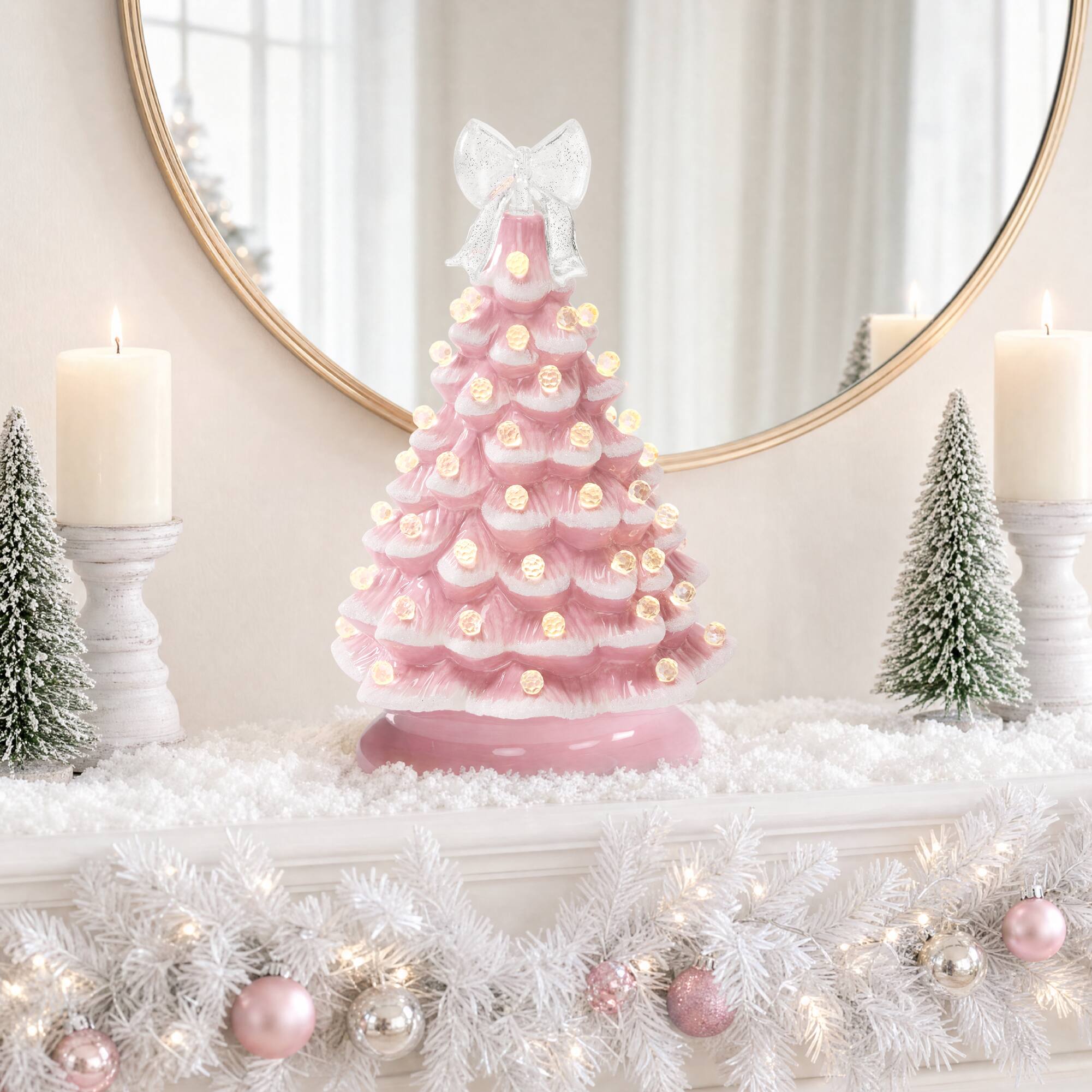 Alt View 7. Best Choice Products - Best Choice Products Ceramic Christmas Tree, Pre-lit Hand-Painted Tabletop Holiday Tree - Pink w/ White Lights - Pink w/ White Lights.