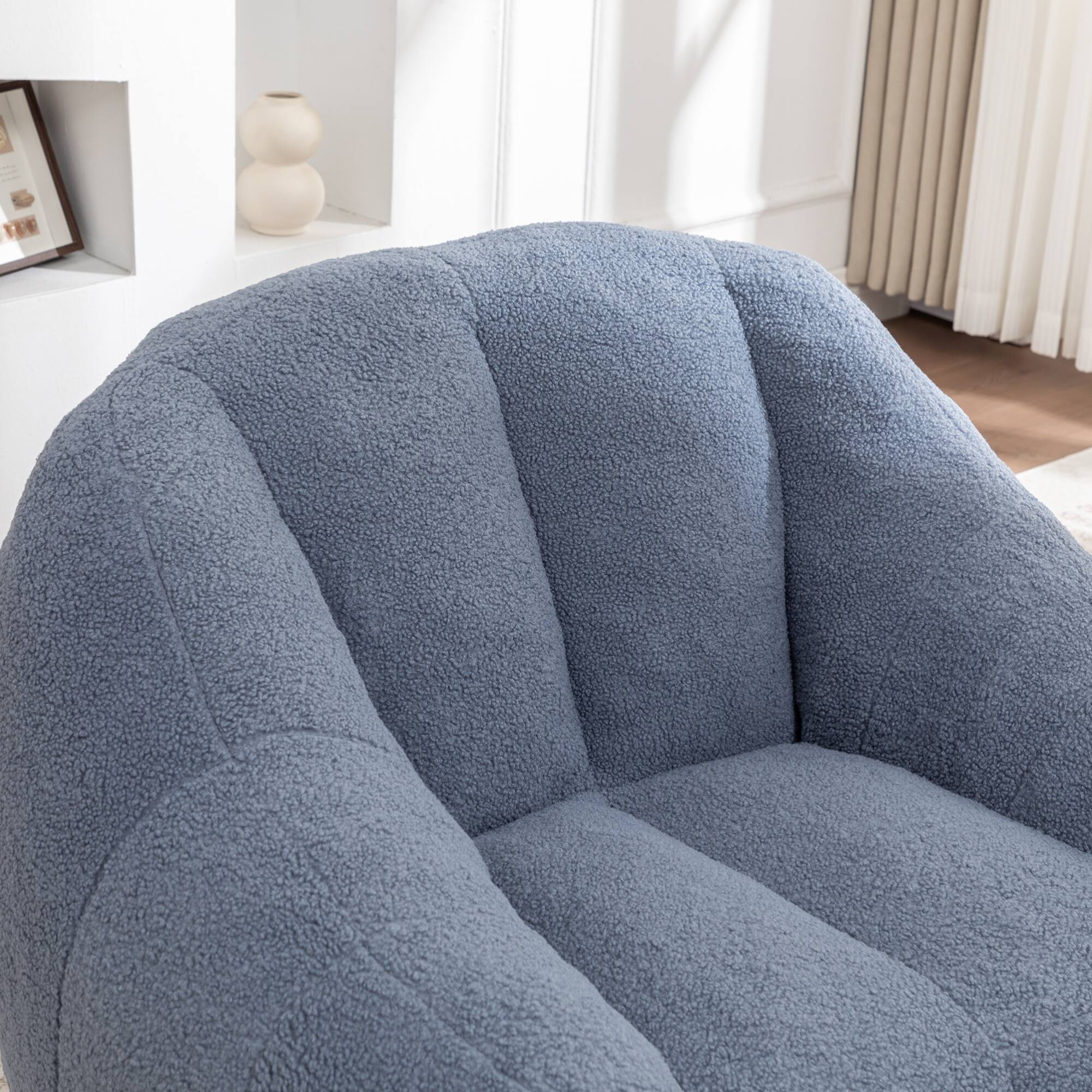 Alt View 6. GOODSILO - Large Faux Fur Bean Bag Chair with Memory Foam Filling for Ultimate Comfort and Support - Light Blue.