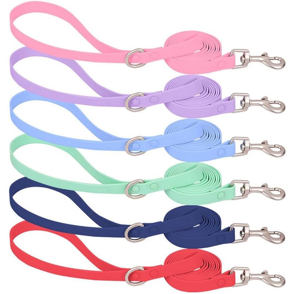 Alt View 1. MOSZAR LLC - Waterproof Dog Collar & Leash Set – Purple Silicone, Quick-Release, Washable - Purple+leash.