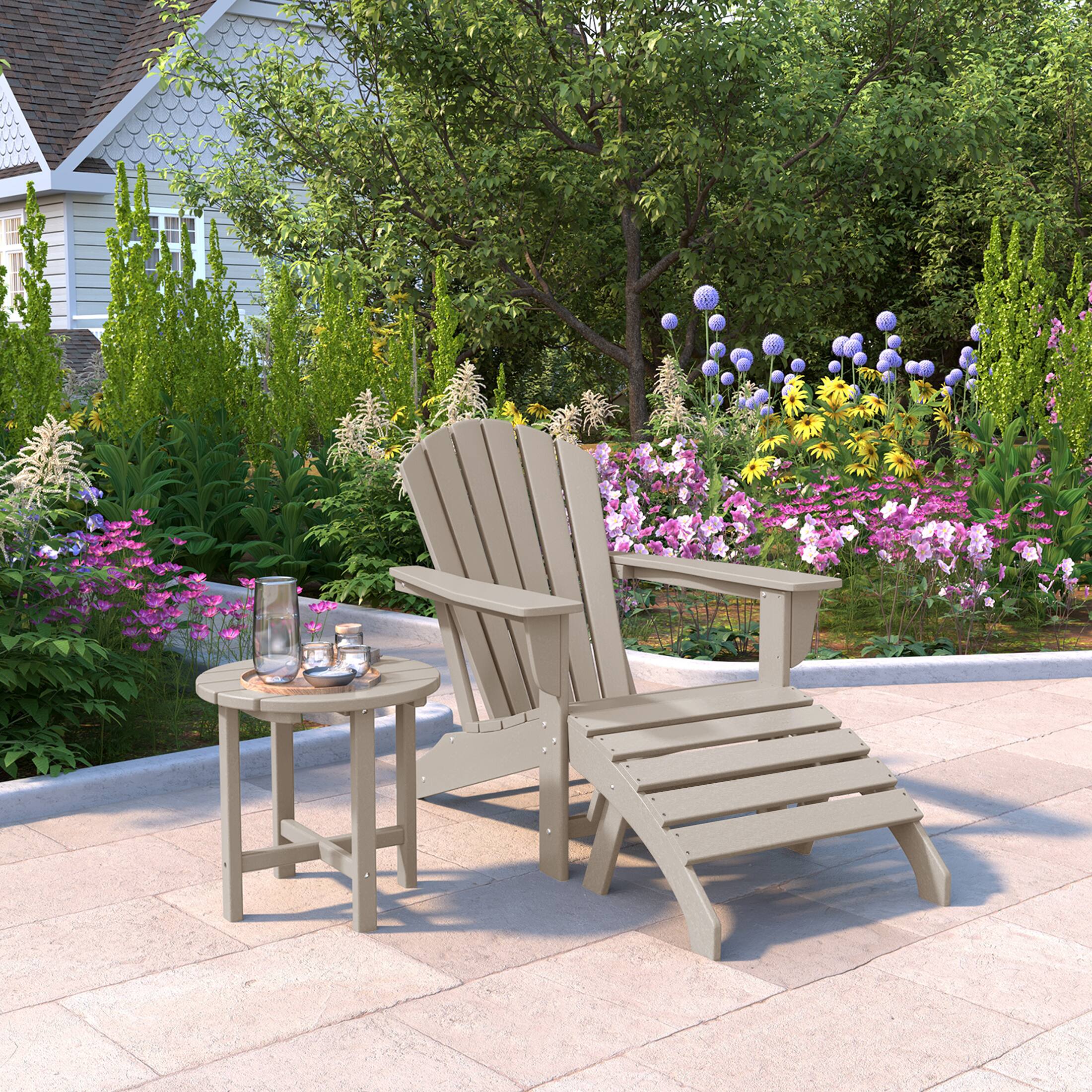 Angle. WestinTrends - WestinTrends Dylan Outdoor Adirondack Chair With Ottoman And Side Table 3-Piece Set - Weathered Wood.