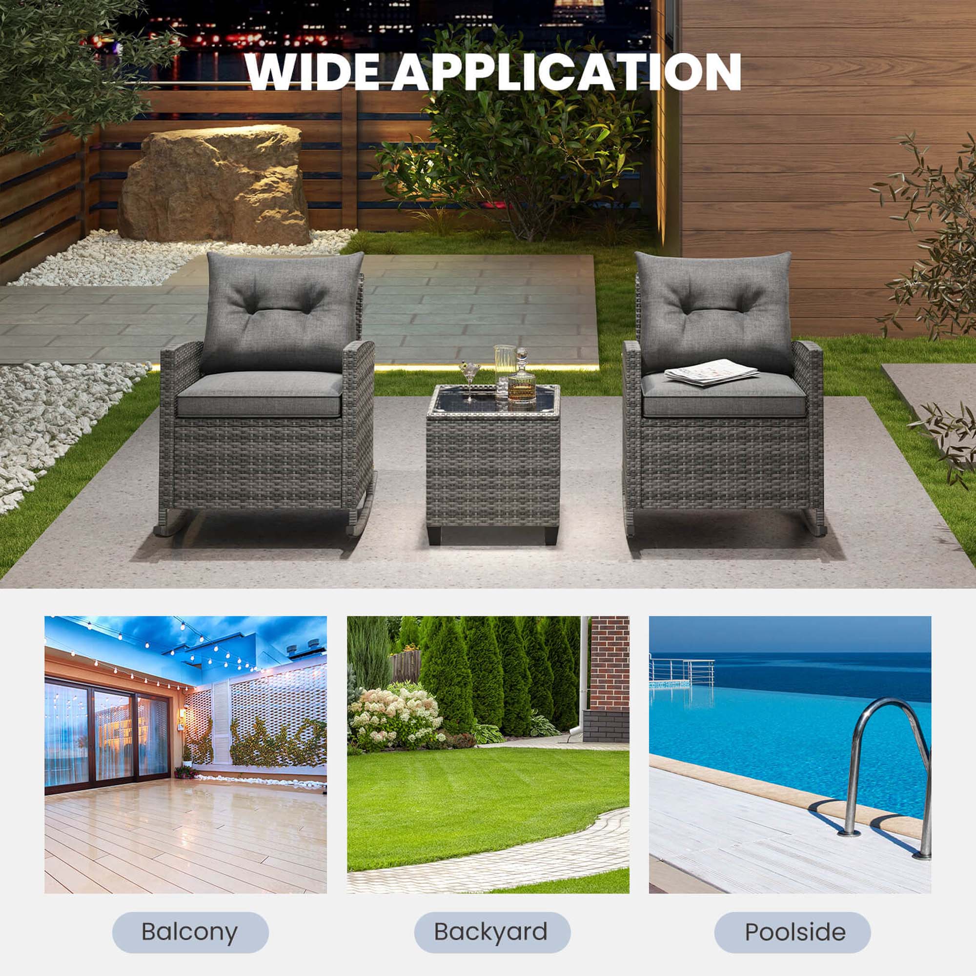 Wide Application: Balcony, Backyard, Poolside