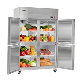 VEVOR - Commercial Reach-In Refrigerator 48" W, 32 Cu.Ft Stainless Steel Upright Refrigerator with 4 Doors, Auto-Defrost - Stainless steel color