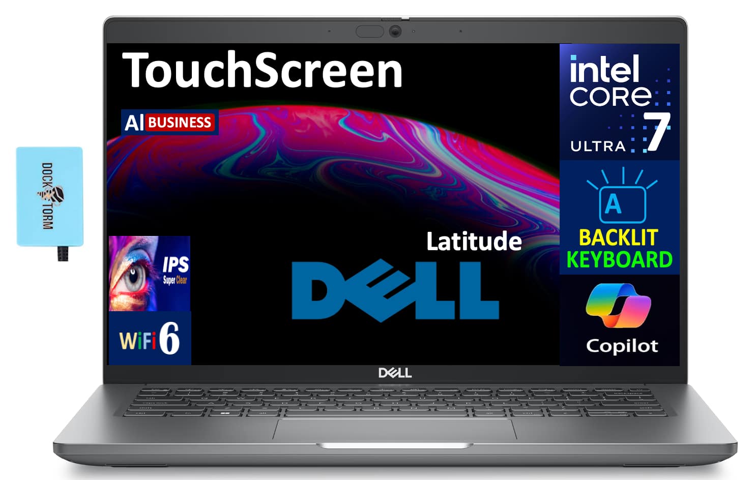 Dell - Latitude 5450 Laptop 14.0 FHD (Intel Ultra 7 155U, 32GB DDR5, 2TB M.2 PCIe SSD, Win 11 Pro) w/USB Hub - Gray