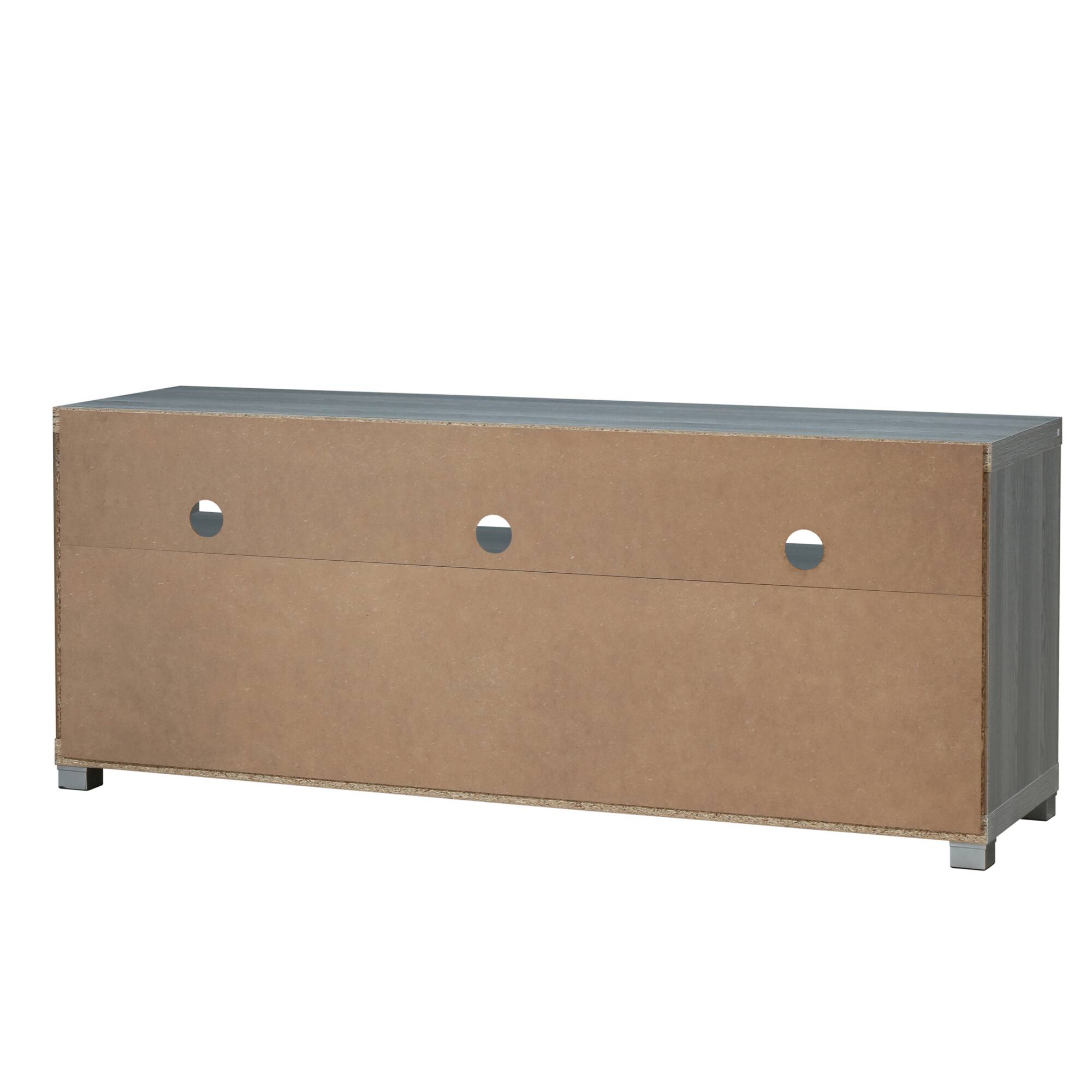 Alt View 6. GOODSILO - Modern TV Stand for Large Screens Up to 75 Inches with Storage Shelves and Glass Doors - Gray.