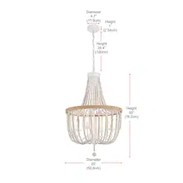 Living District - Jolie 20 Inch Beaded Pendant In - Antique White