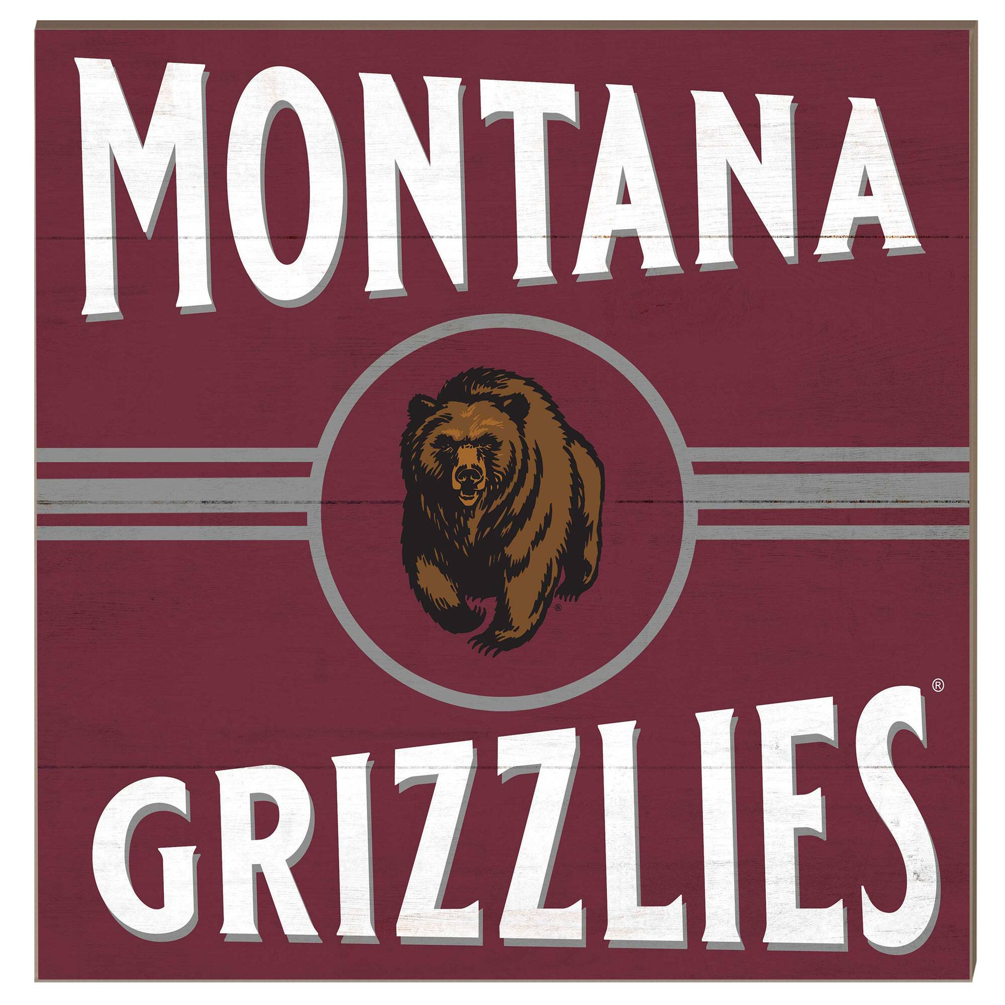 Jardine - Montana Grizzlies 10'' x 10'' Retro Team Sign - Maroon