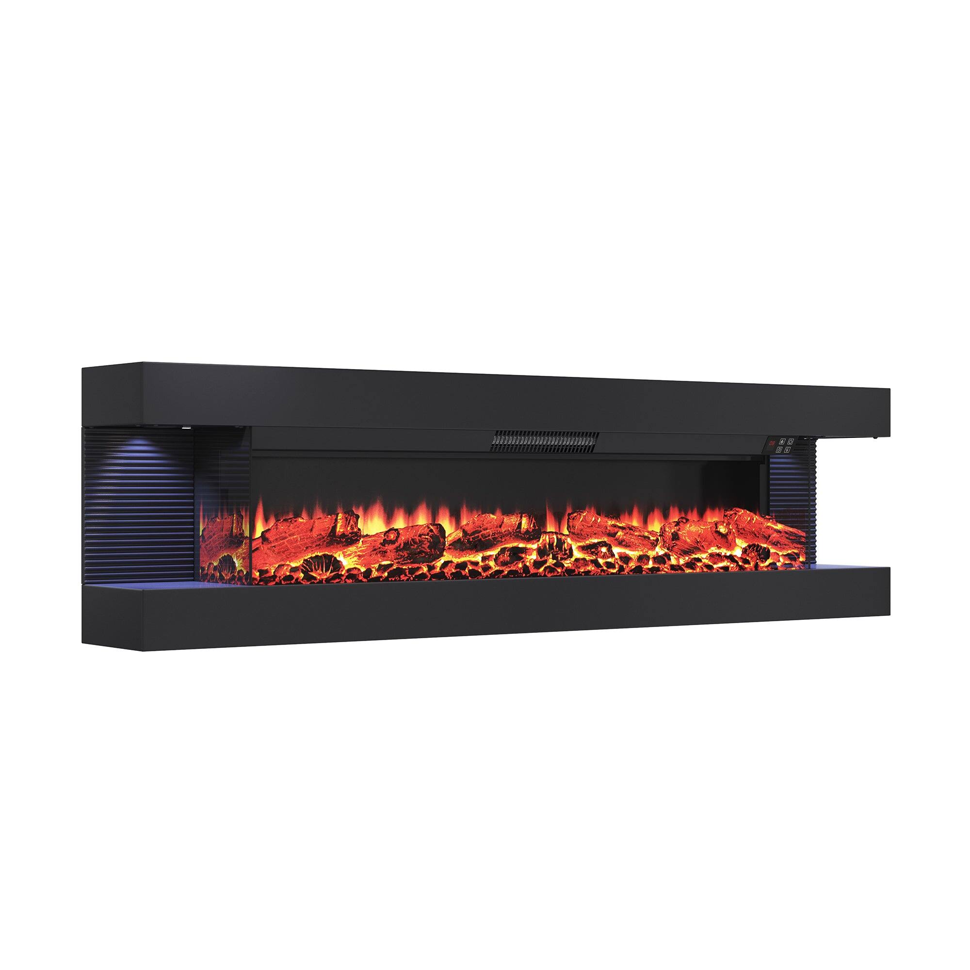 Alt View 10. Boyel Living - 60 inch Hanging Electric Fireplace with Remote Control and LED Side Lights - Black.