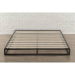 Hivvago - Full size 6-inch Low Profile Metal Platform Bed Frame with Wooden Slats - Black