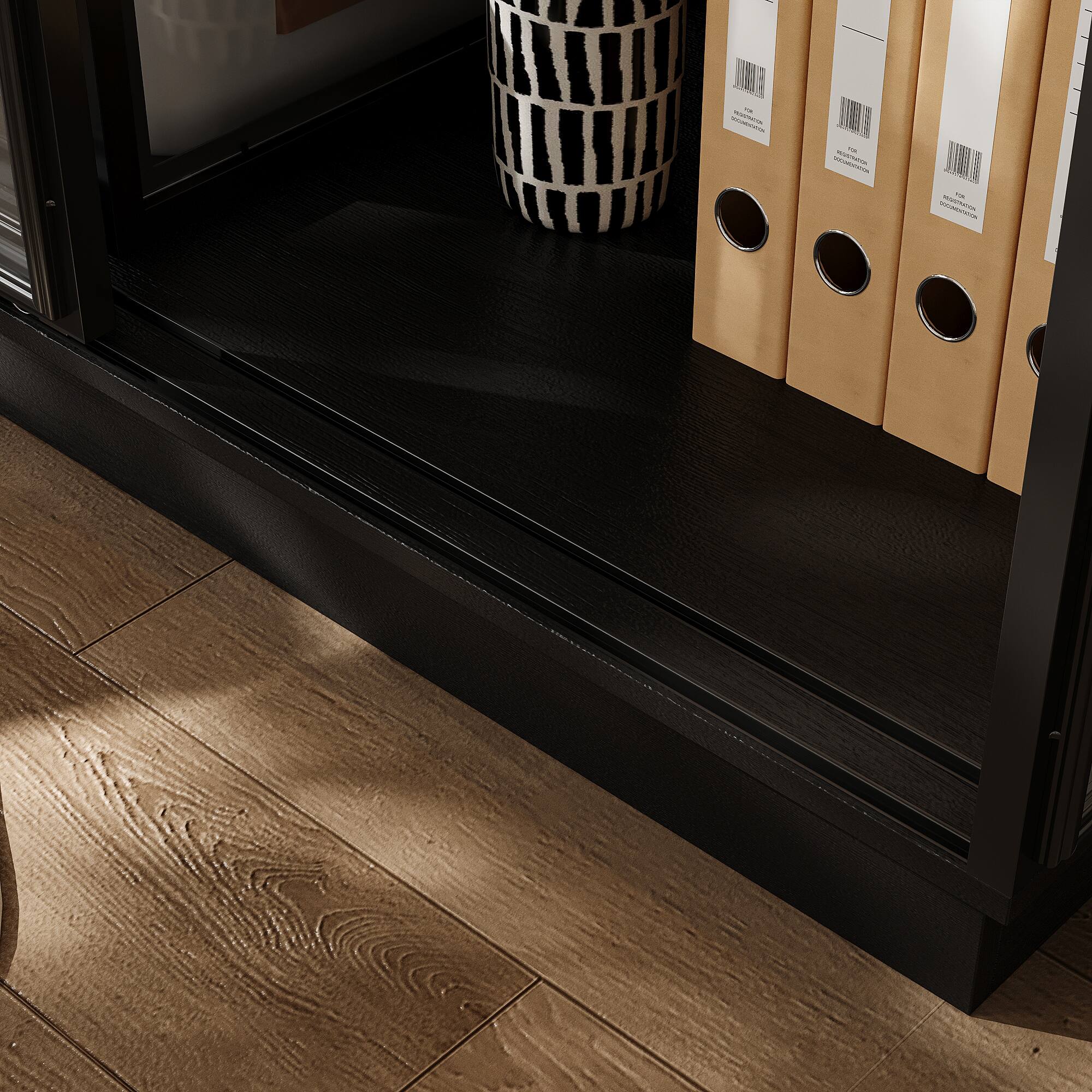 Alt View 6. Famapy - Famapy Large - Scale Tempered Glass Display Cabinet: Industrial - Chic Storage + LED - Lit Showcase - Black.