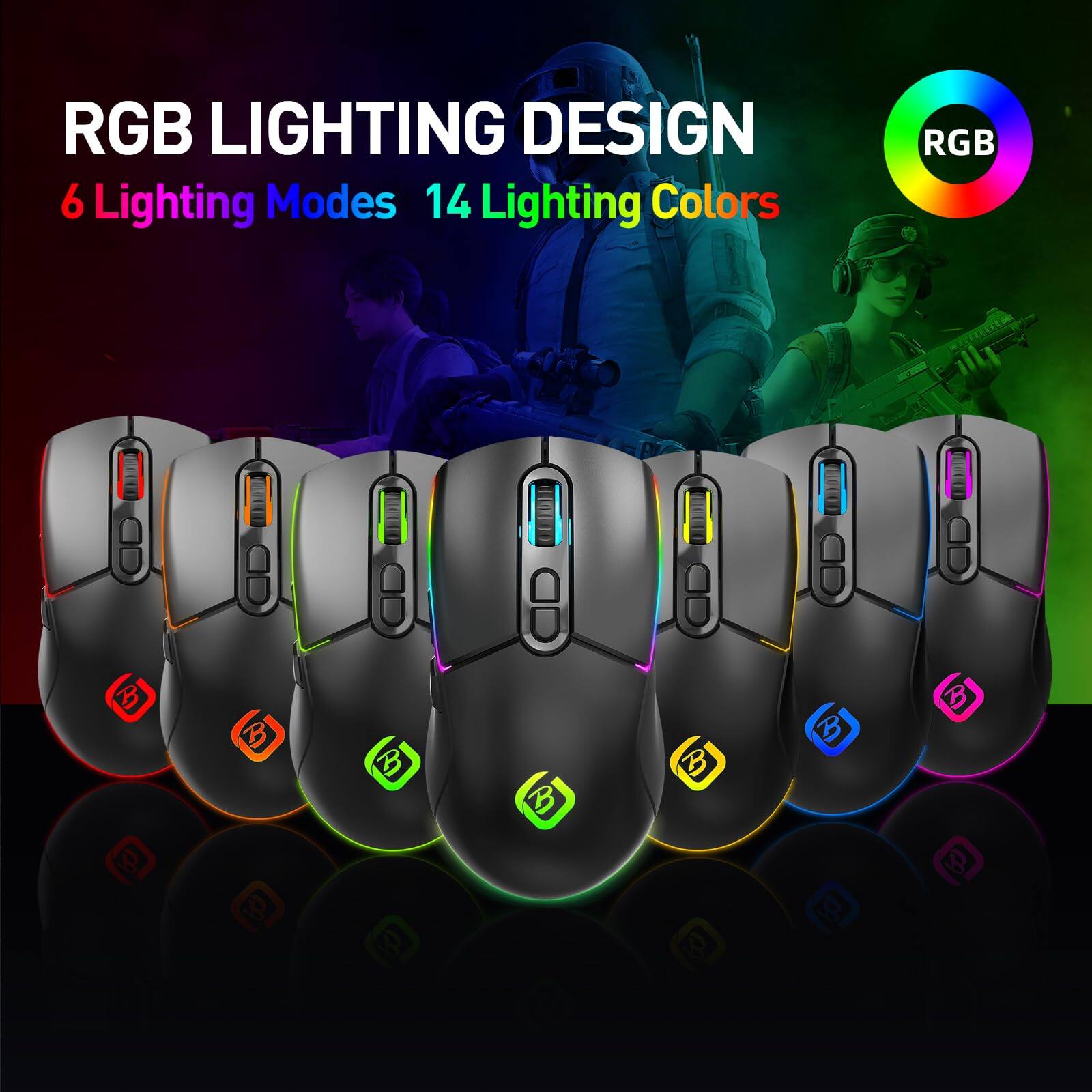 RGB LIGHTING DESIGN  
6 Lighting Modes  
14 Lighting Colors