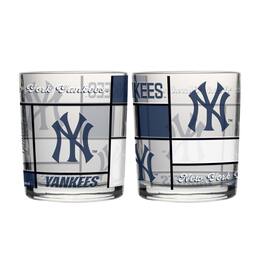 Logo Brands - New York Yankees 12oz. Quilted Stained Two-Pack Rocks Glass Set - Multicolor