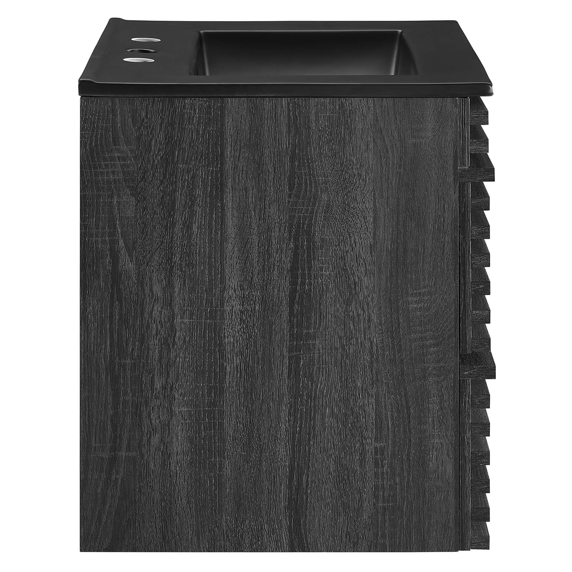 Alt View 1. Modway - Render Wall-Mount Bathroom Vanity with Black Basin Included - Charcoal Black.