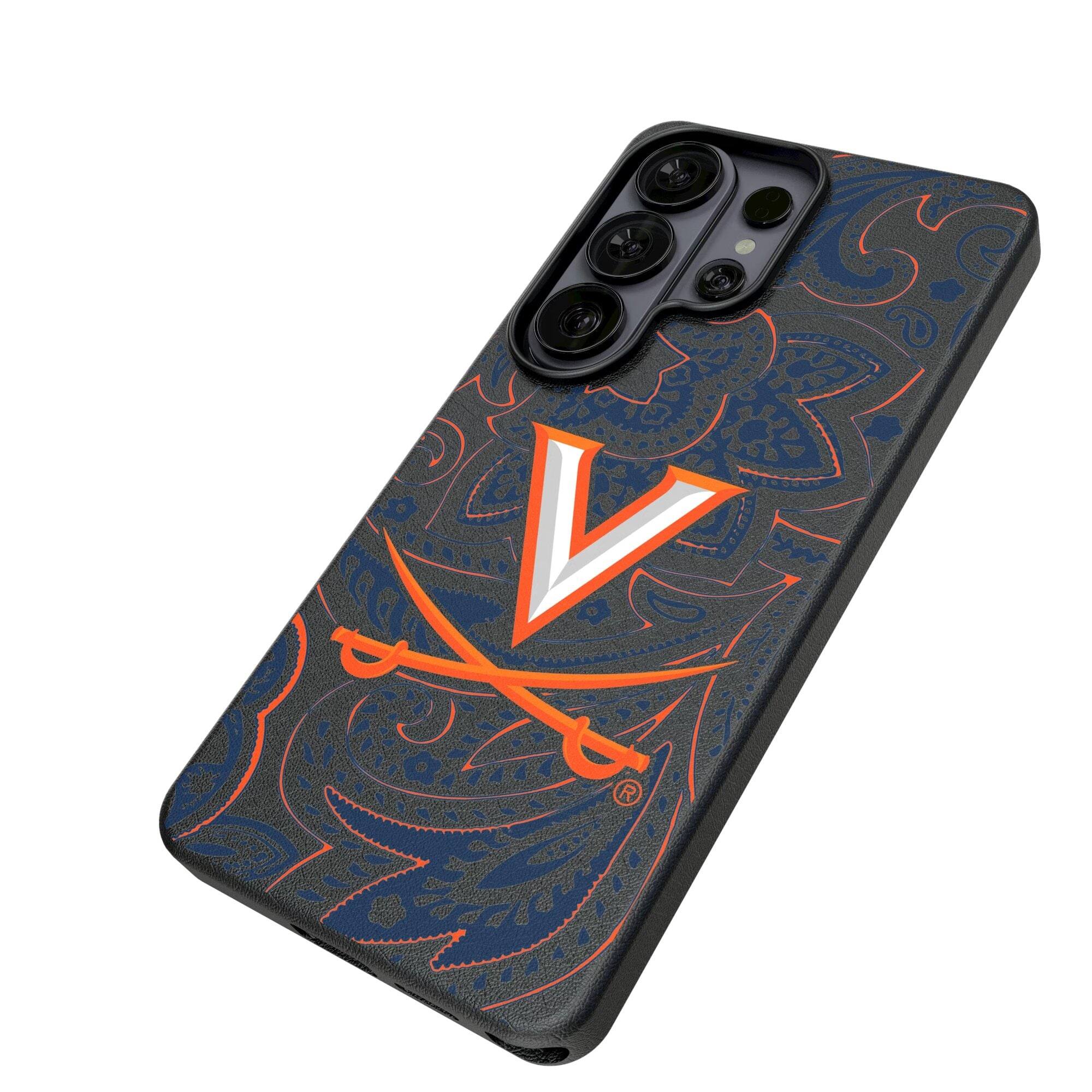 Alt View 1. Keyscaper - Virginia Cavaliers Paisley Galaxy Magnetic Bump Case - S24 - Black.