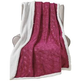Noble House - Plazatex Louvre Sherpa Decorative Super Soft Throw Blanket for Sleep/Decor 50" x 60" - Burgundy