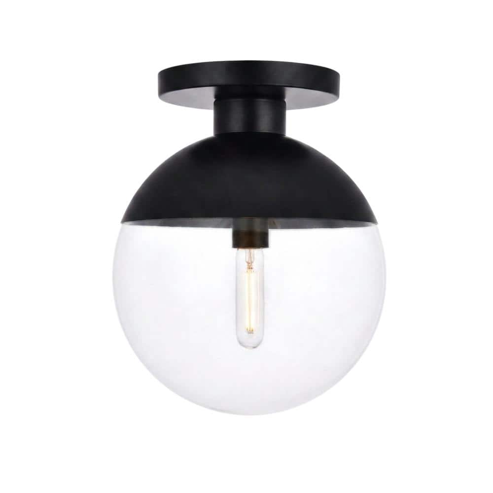 Living District - Eclipse 1 Light Black Flush Mount With Clear Glass - Black And Clear price history on PriceWatchPro