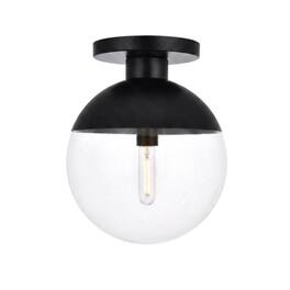 Living District - Eclipse 1 Light Black Flush Mount With Clear Glass - Black And Clear