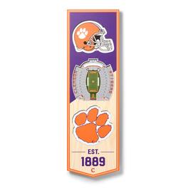 YouTheFan - Clemson Tigers 6'' x 19'' 3D StadiumView Banner - Multicolor