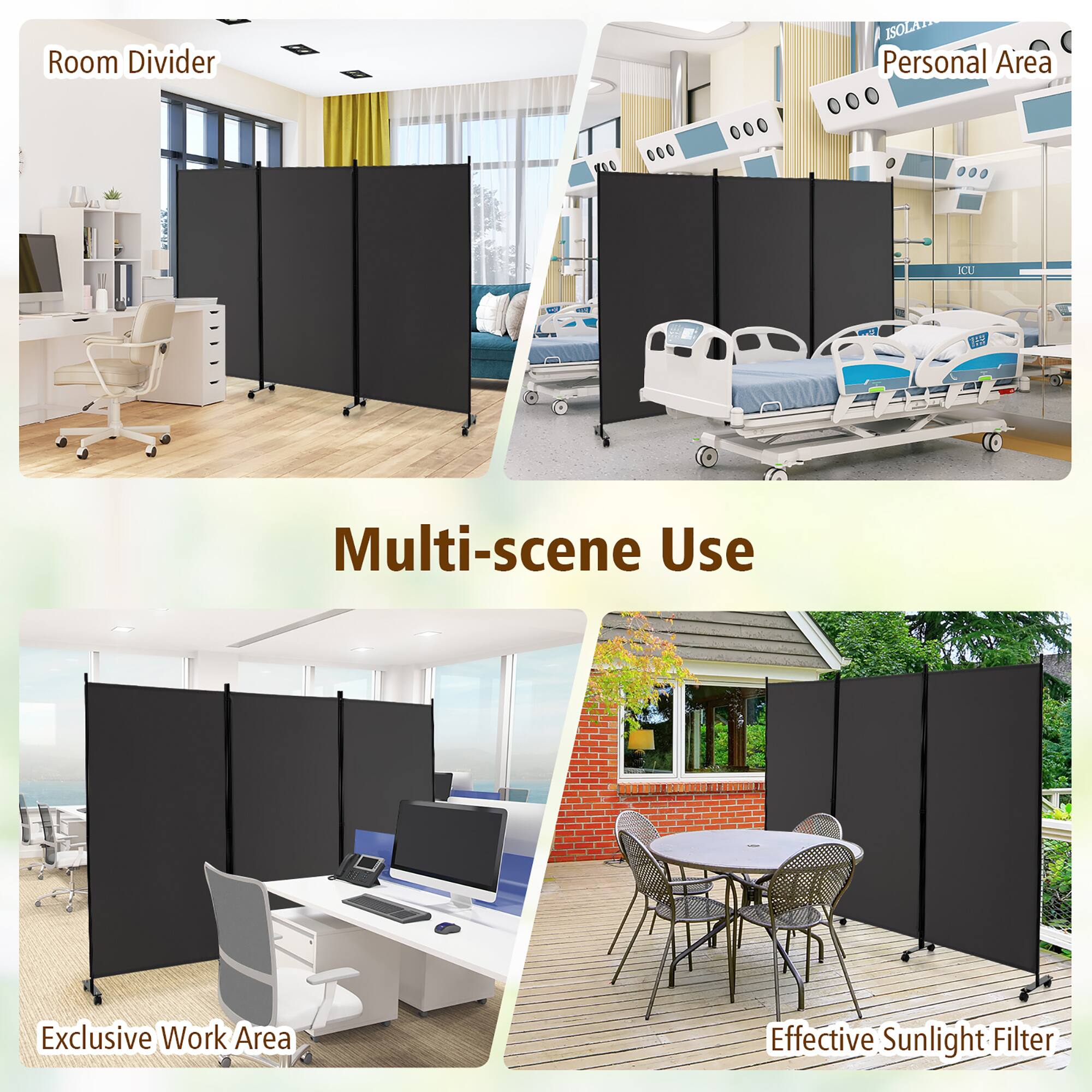 Room Divider  
ISOLATION Personal Area  
ICU  
150  
Multi-scene Use  
Exclusive Work Area  
Effective Sunlight Filter